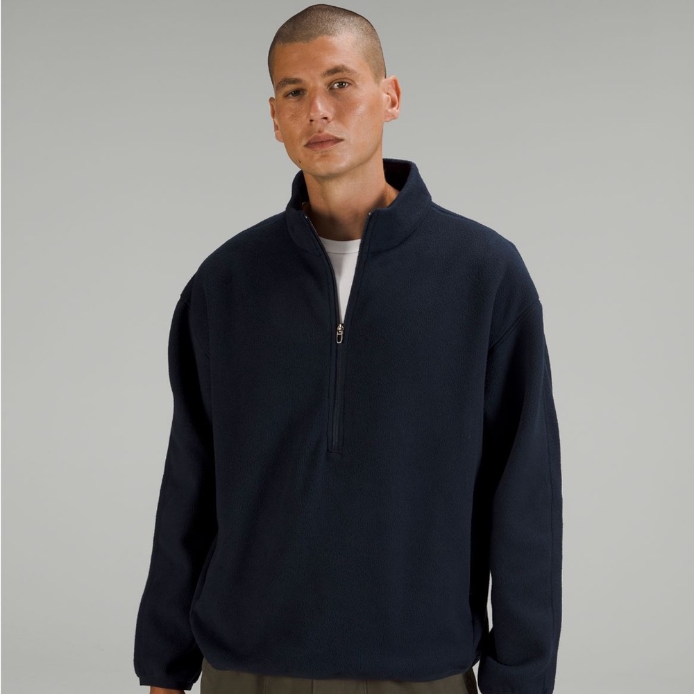 Navy Overized Fleece half zip OBO
